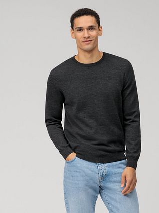 Olymp Pull Col O Wool Anthracite