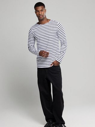 Armor-Lux Pullover Streifen Weiß Dunkelblau