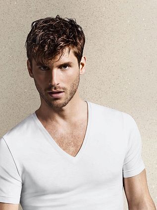 OLYMP T-shirt Dyb V-hals Stretch