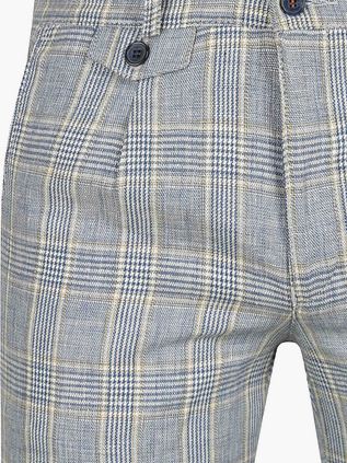 Suitable Chino Linen Blend Ruiten Blauw