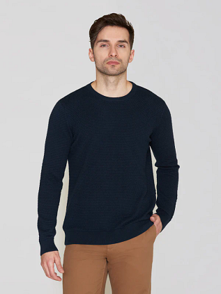 Knowledge Cotton Apparel Pullover Vagn Dunkelblau