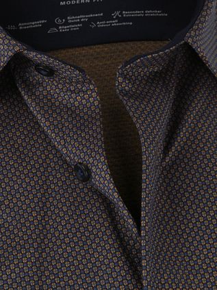 OLYMP Luxor Jersey Stretch Overhemd 24/Seven Oker