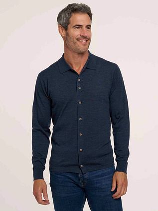 R2 Amsterdam Knitted Pull Shirt Merino Navy