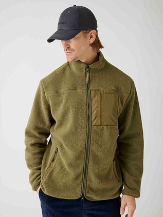 Knowledge Cotton Apparel Strickjacke Fleece Oliv