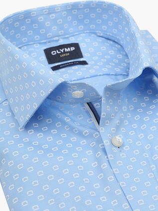OLYMP Luxor Hemd Druck Logo Blau