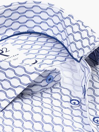 R2 Poplin Hemd Druck Blau