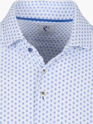 R2 Chemise Manches Courtes Seersucker Bleu