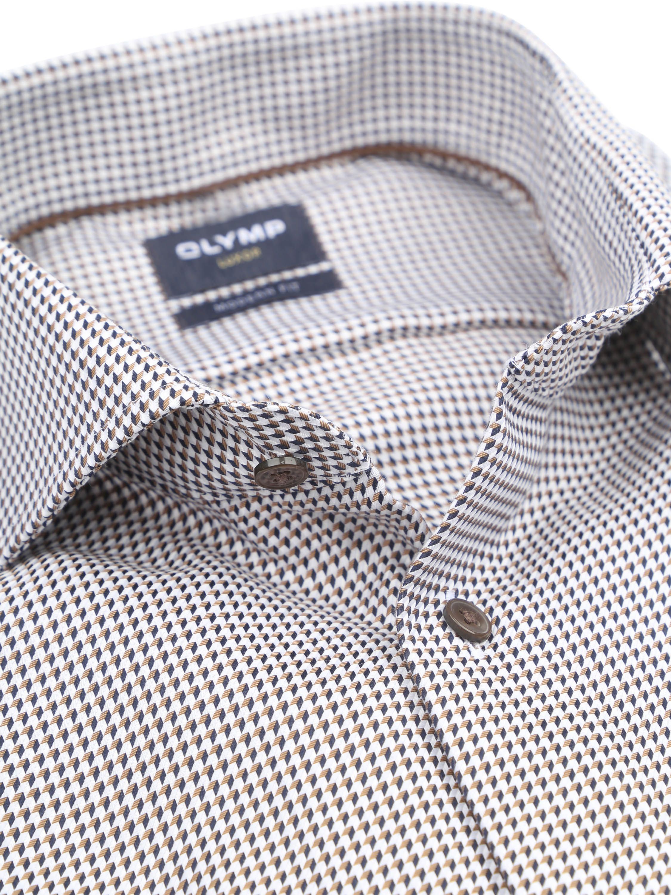 Olymp Luxor Shirt Print Structura Brown Product / Detail