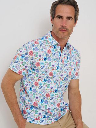 R2 Amsterdam Polo Print Mehrfarbig