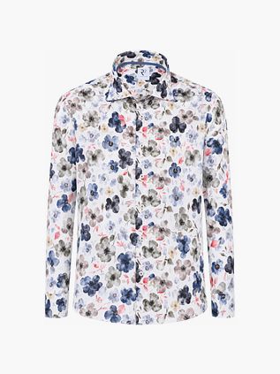 R2 Camisa Elegante Mezcla De Lino Estampado Floral Multicolor