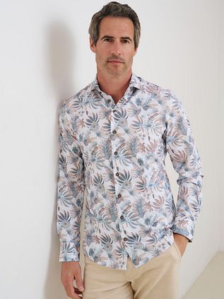 R2 Camisa Elegante Estampado De Hojas Beige