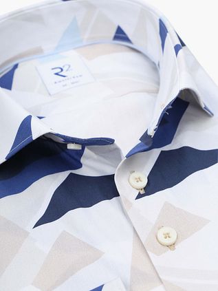 R2 Hemd Geometrical Print Blau