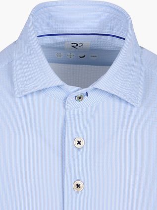 R2 Chemise Manches Courtes Seersucker Bleu Clair