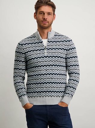 State Of Art Half Zip Graublau Muster