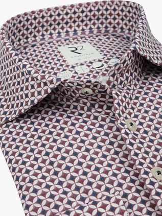 R2 Knitted Businesshemd Print Mauve
