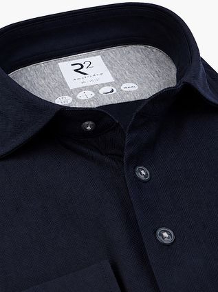 R2 Amsterdam Shirt Herringbone Navy