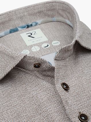 R2 Knitted Businesshemd Brown