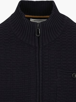No Excess Cardigan Textured Navy Blue