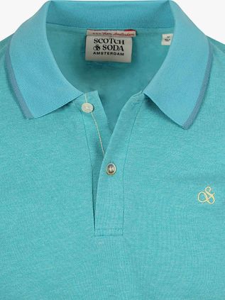 Scotch And Soda Melange Polo Shirt Turqoise