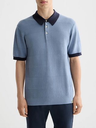 Scotch And Soda Knitted Polo Shirt Structure Blue