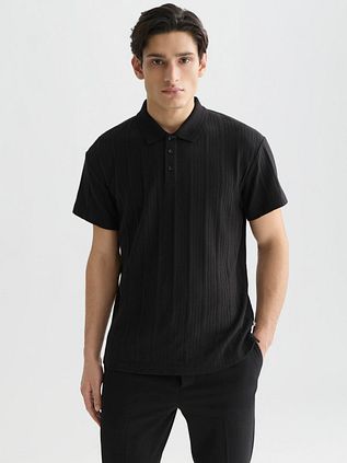 Scotch & Soda Knitted Polo Structured Black