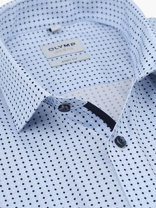Olymp Level 5 Shirt Stretch Print Light Blue