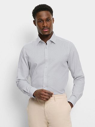 Olymp Level 5 Printed Shirt Beige