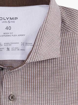 OLYMP Shirt Level 5 24/Seven Pied de Poule Brown