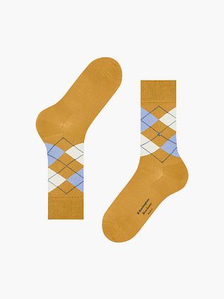 Burlington Manchester Socks Checkered Yellow 1334