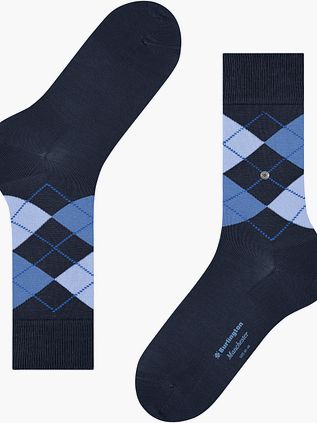 Burlington Manchester Socks Checkered Blue 6120