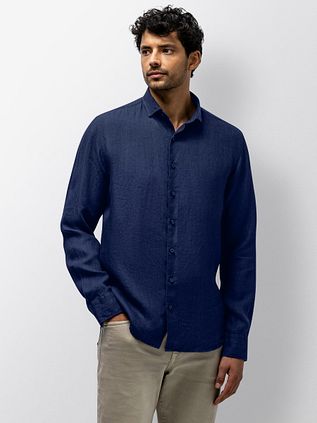 State Of Art Hemd Leinen Navy