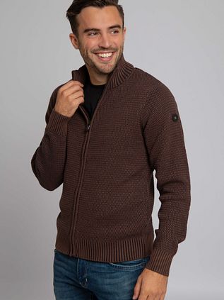 No Excess Cardigan Zipper Brown