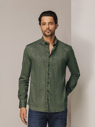 State Of Art Shirt Jersey Herringbone Green