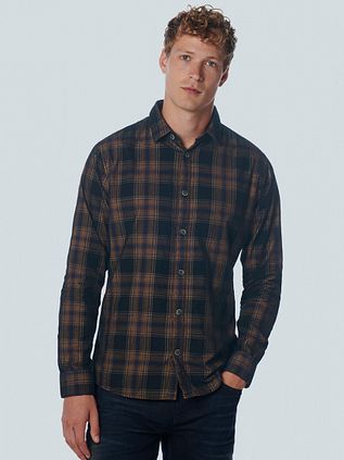 No Excess Hemd Corduroy Karomuster Blau
