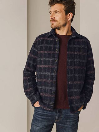 State Of Art Overshirt Wool Blend Checks Navy