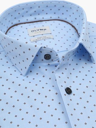 OLYMP Shirt Level 5 Print Light Blue Extra Long Sleeves