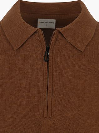 No Excess Knitted Polo Shirt Brown