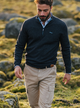 NZA Half Zip Pullover Christopher Melange Navy