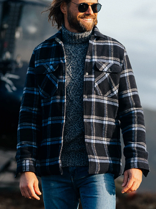 NZA Hemdjacke Alex Wool Mix Navy