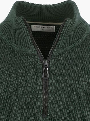 No Excess Half Zip Pullover Structure Melange Dark Green