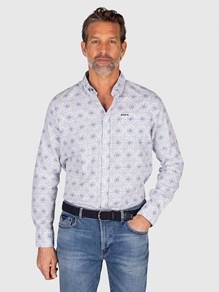 NZA Hemd Karson Leinen Blend Blau