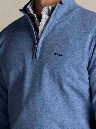 NZA Half Zip Pullover Christopher Melange Soft Blue