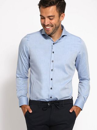 Suitable Twill Hemd Hellblau