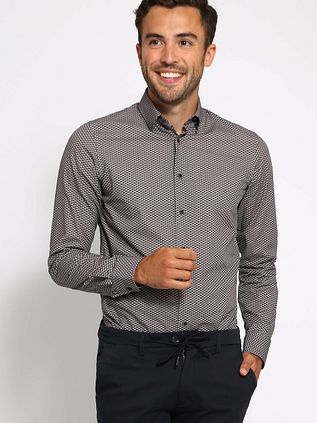 Suitable Shirt Print Brown 267-12