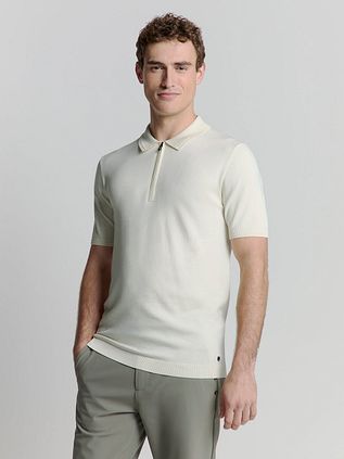 No Excess Half Zip Polo Shirt Off White
