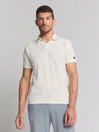 No Excess Poloshirt Terry Jacquard Ecru