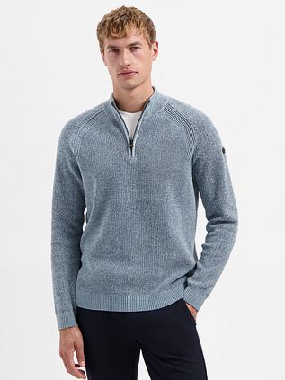 No Excess Half Zip Pullover Chenille Blue