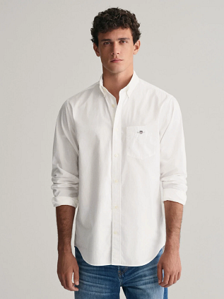 Gant Casual Overhemd Poplin Wit