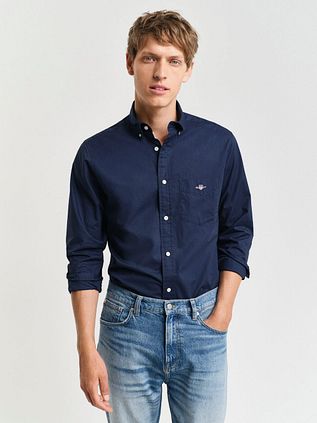 Gant Casual Overhemd Poplin Navy