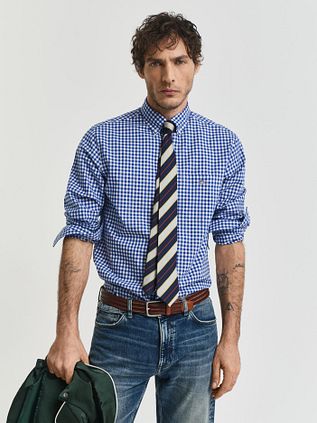 Gant Overhemd Gingham Poplin College Blauw